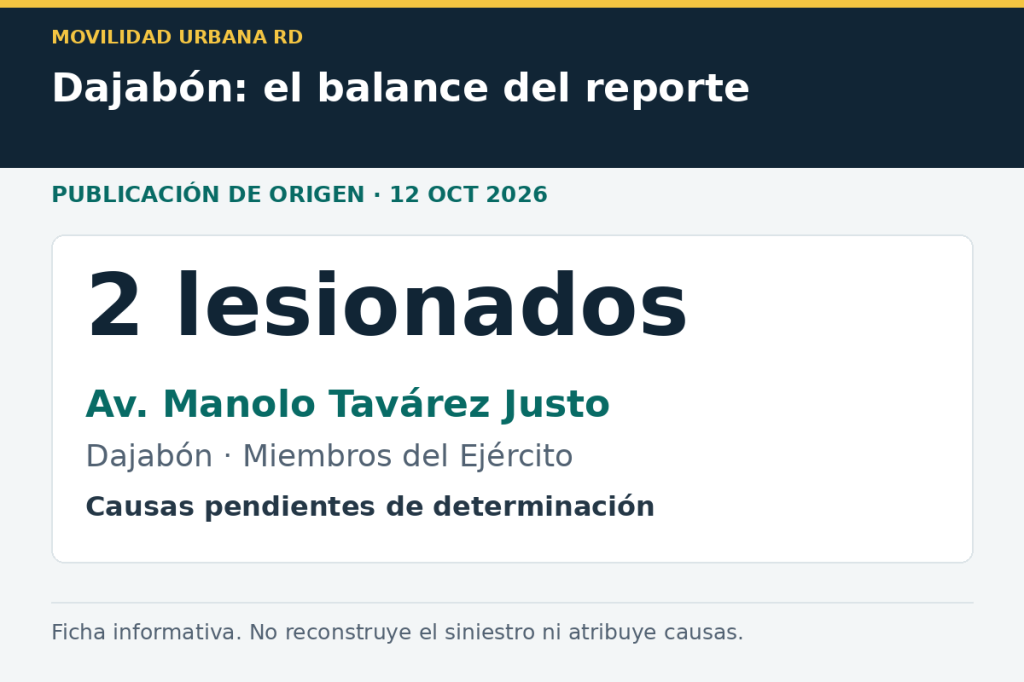 Dos militares resultaron heridos en un siniestro vial en&nbsp;Dajabón